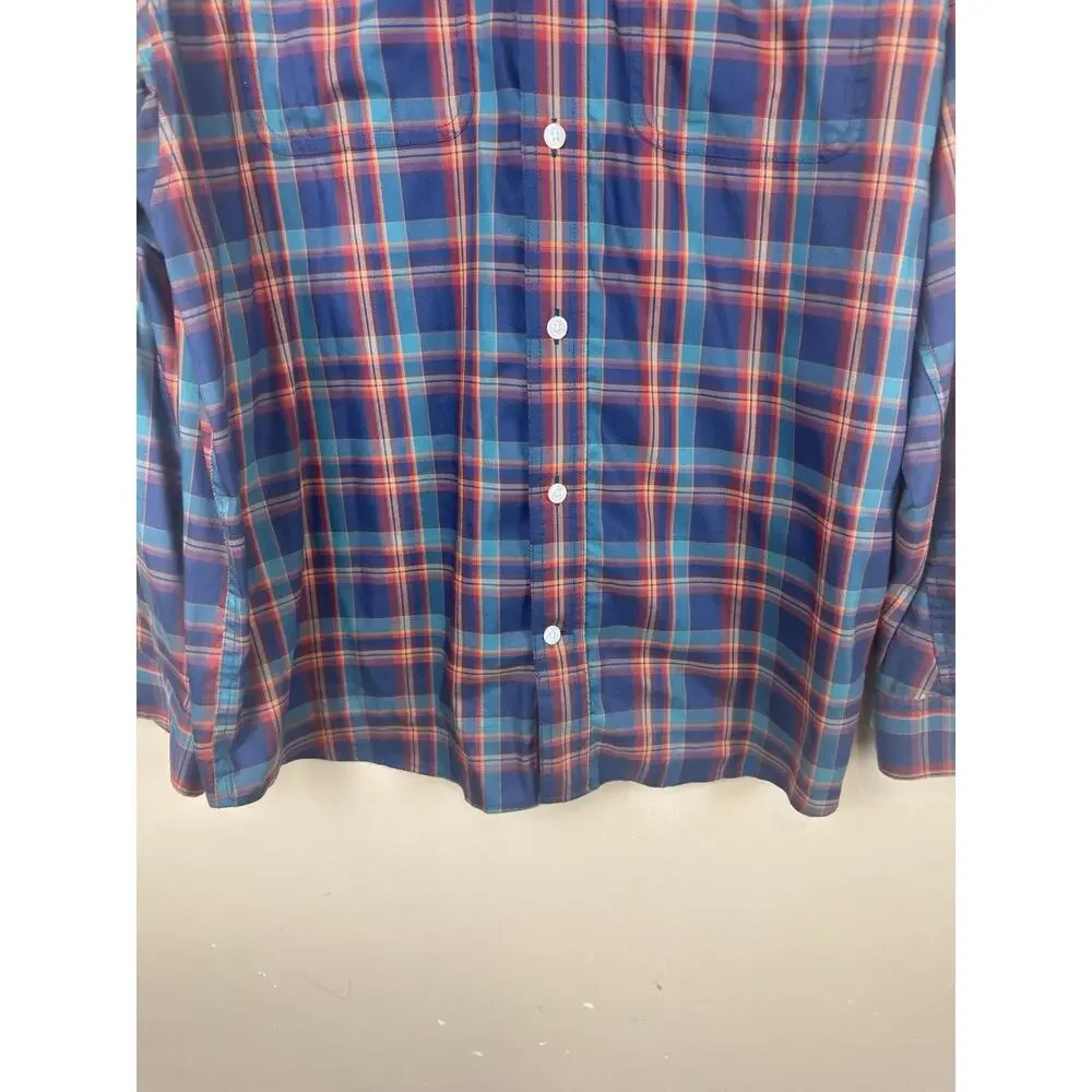 Duluth Trading Co Men’s L Green Orange Blue Free Swingin Untucked Standard Fit - Picture 3 of 13